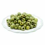 Entsteinte süße grüne Olive Nocellara del Belice im Glas