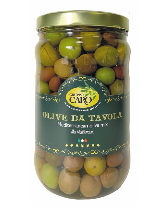 Sizilianische gemischte Oliven (Mediterrane Mischung) im Glas